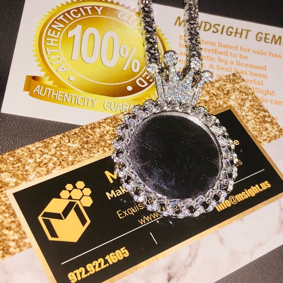 Real diamond tennis chain with custom made stunning 2 way memory charm pendant - Picture 3 of 10